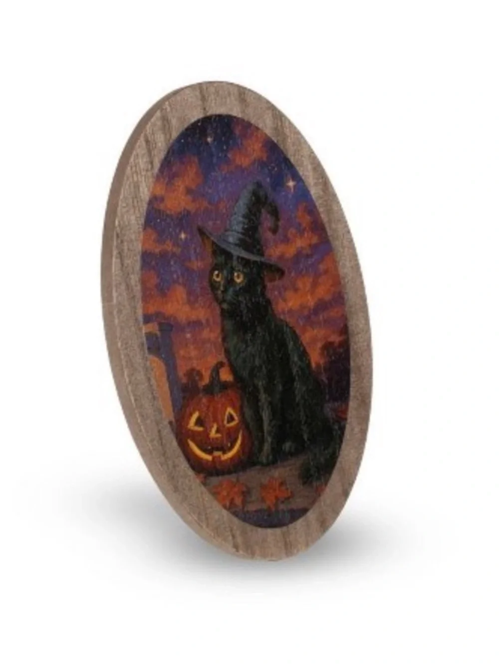 Set of 3 Wood Icon Signs Standing Ghost, Raven, & Black Cat Bullseye Playground